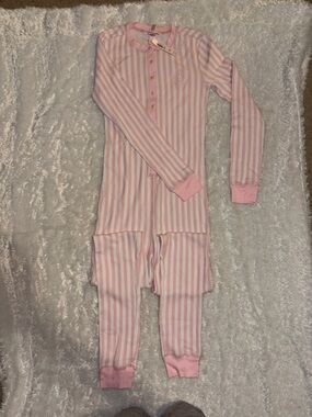 Victoria’s Secret Pink & White Striped One-Piece Pajamas